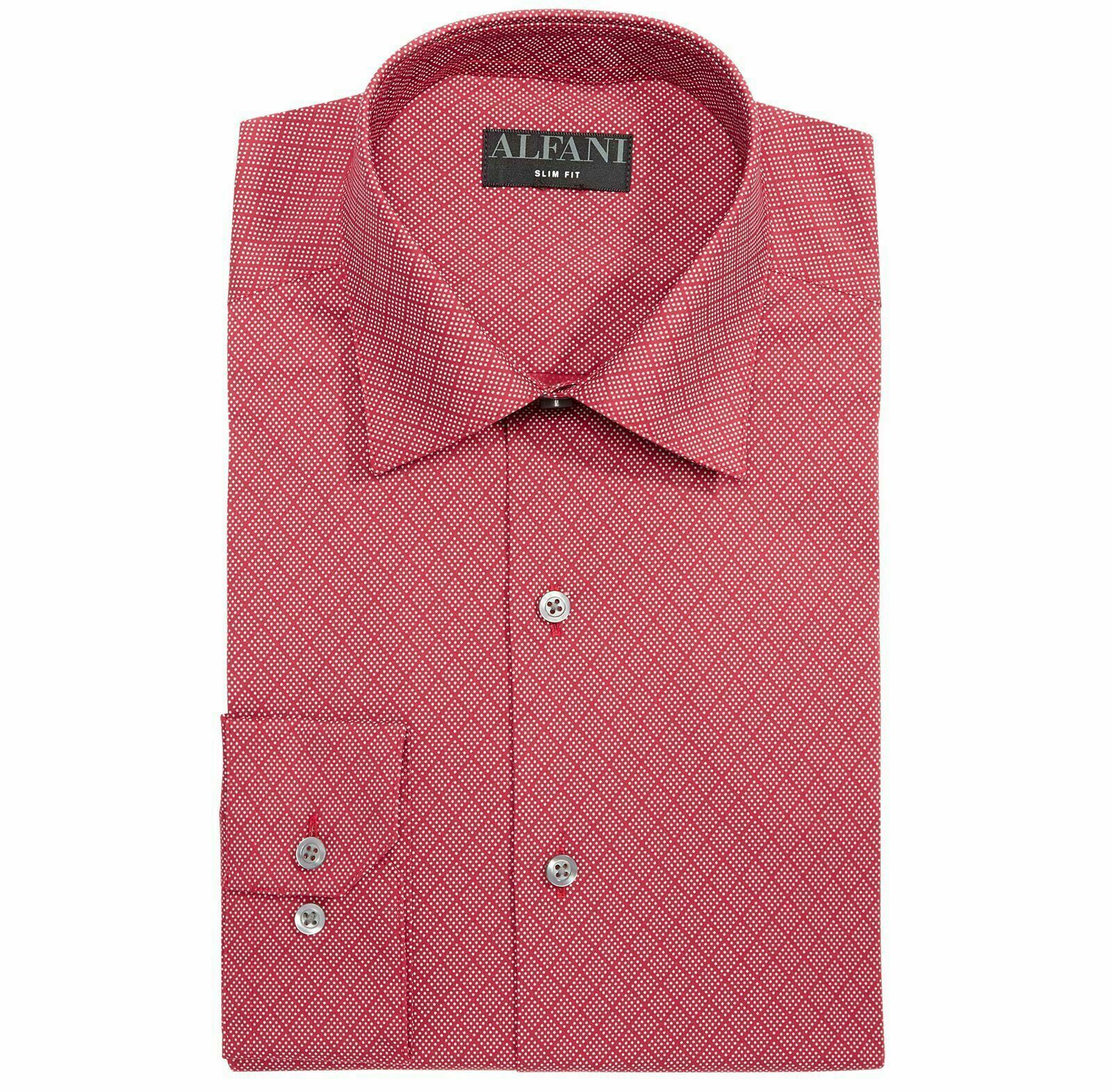 Alfani Mens Dress Shirt Red Size XL 17 