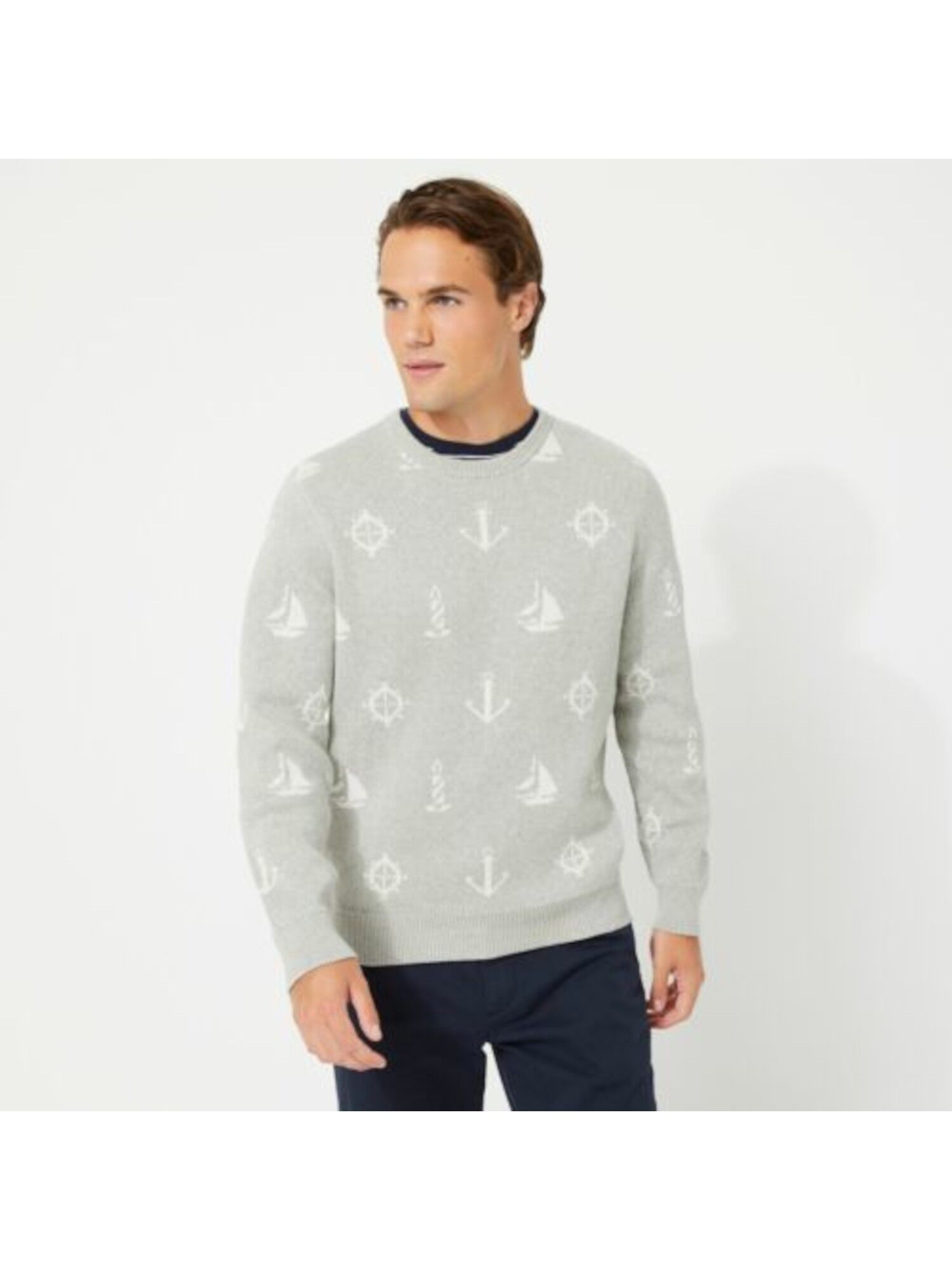 NAUTICA Mens Gray Long Sleeve Crew Neck 