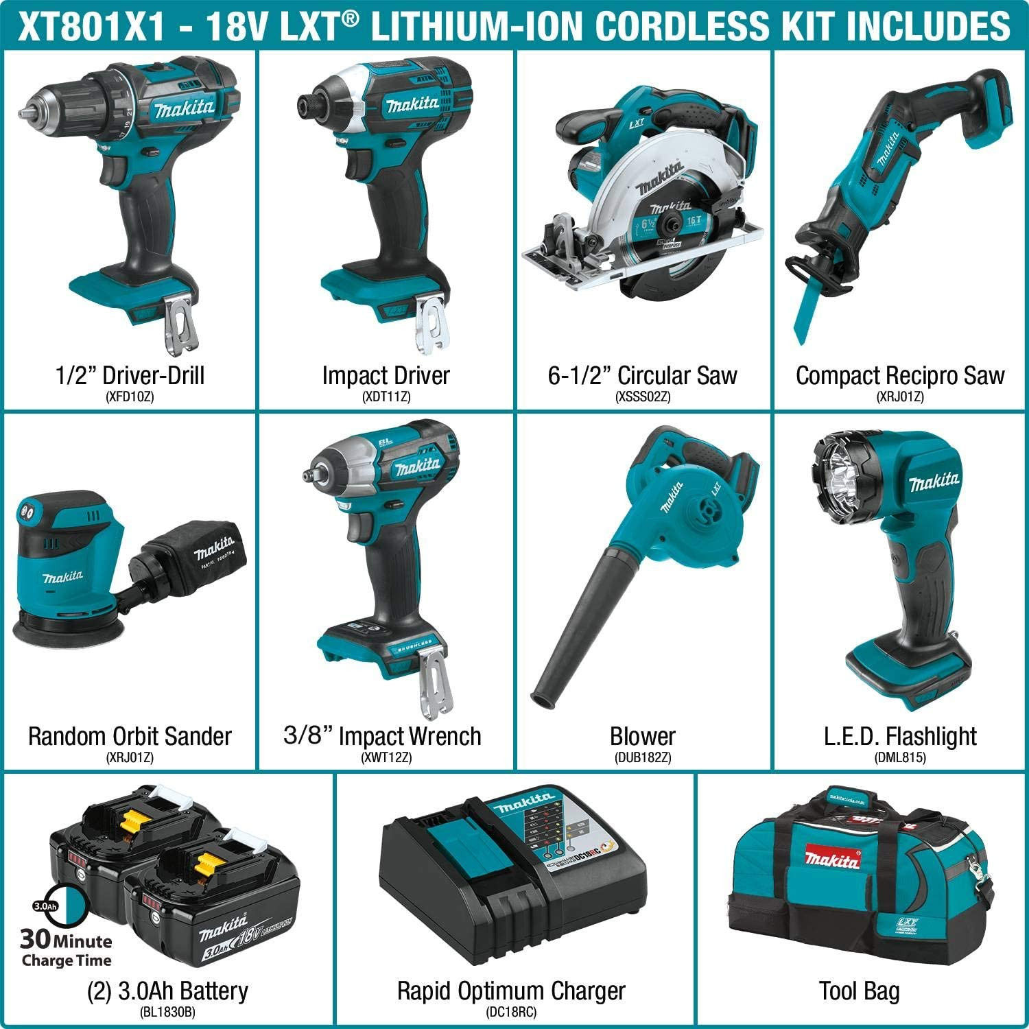 Makita XT801X1 18-Volt LXT Lithium-Ion 