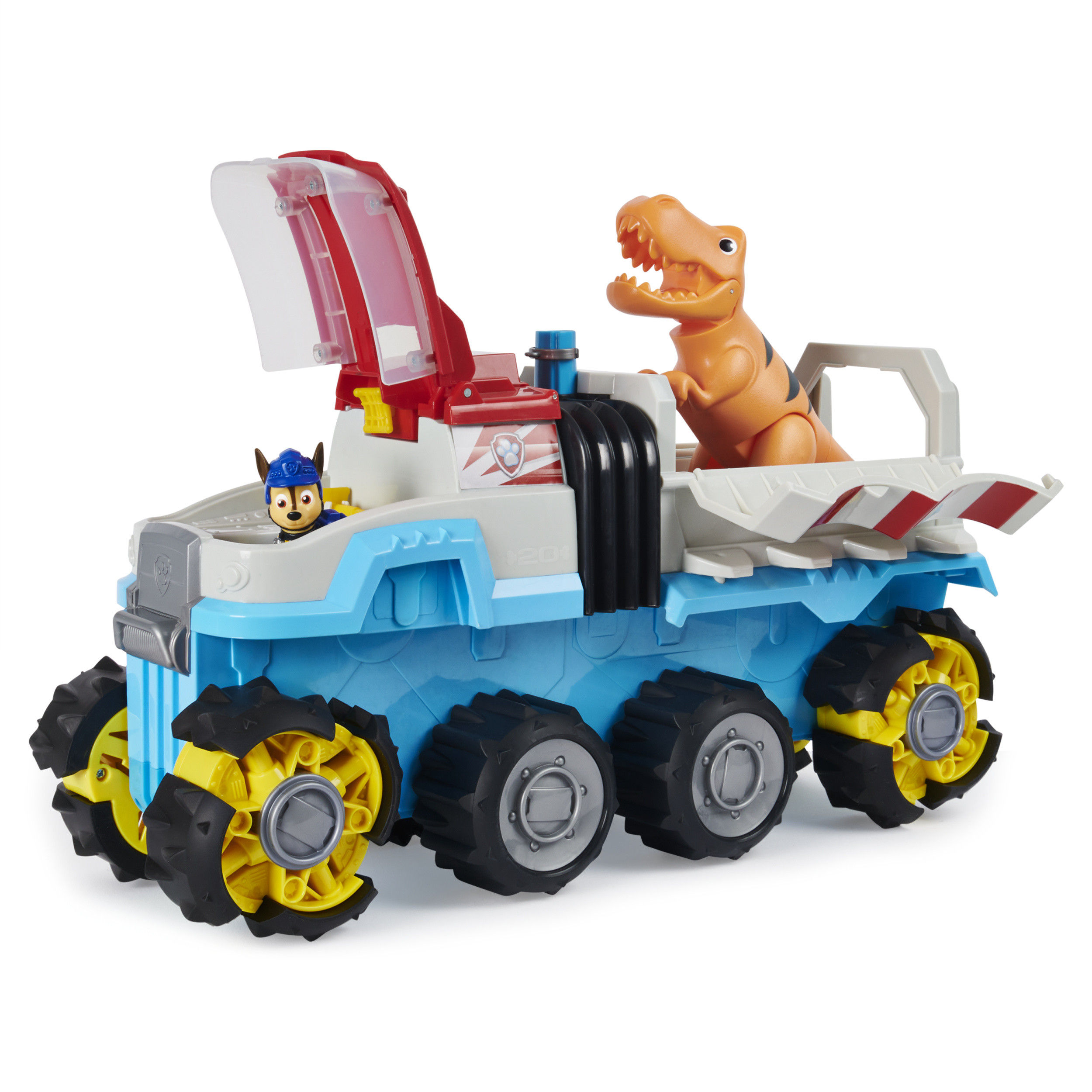 PAW Patrol, Dino Rescue Dino Patroller Motorized Team Vehicle with Exclusive Chase and T. Rex Figures