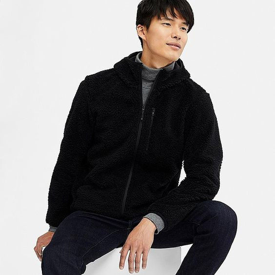 Uniqlo Men Wind Proof Pile Lined Fleece 