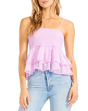 Steve Madden Smock Signals Ruffled Top 