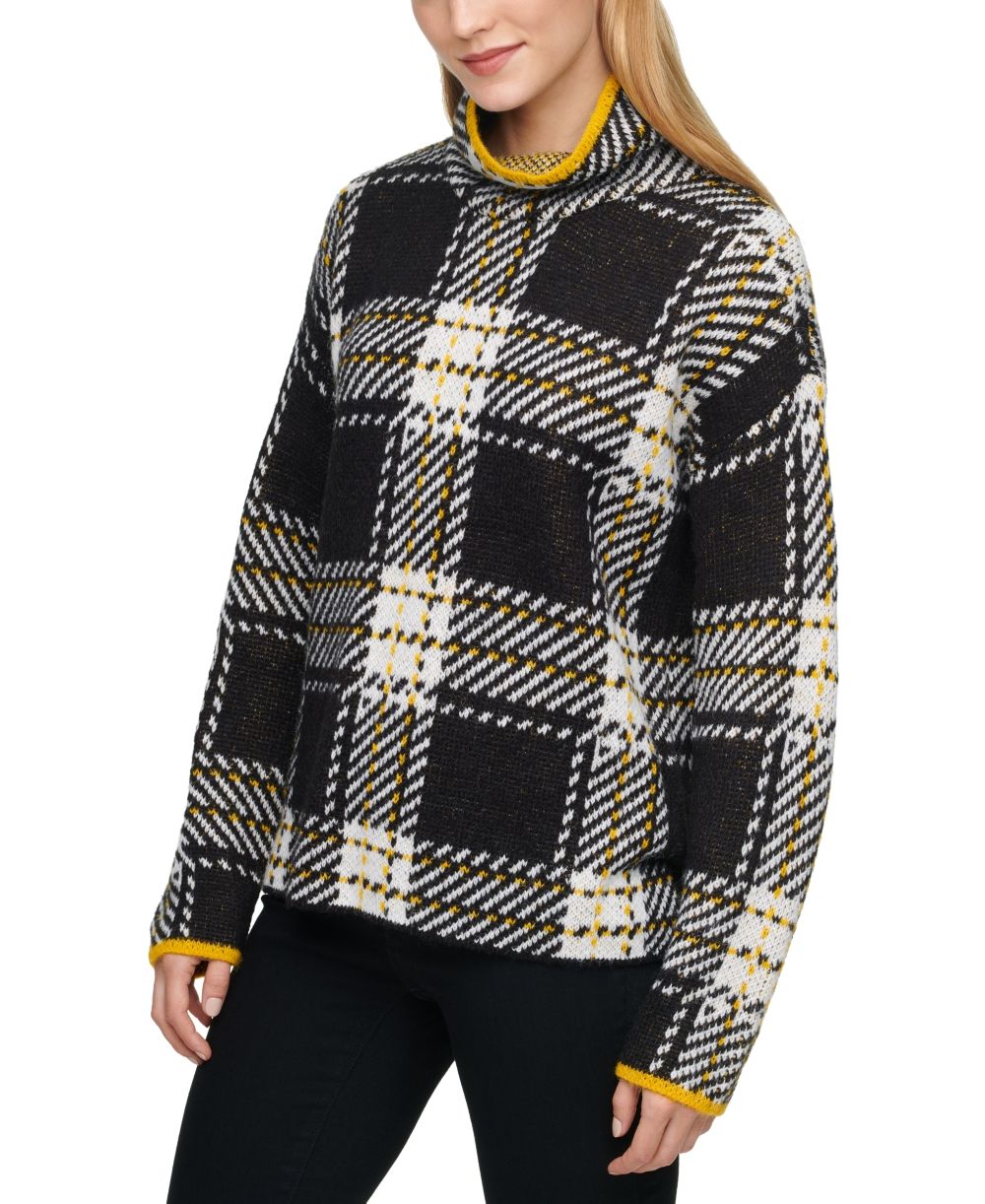 Dkny Plaid Turtleneck Sweater 
