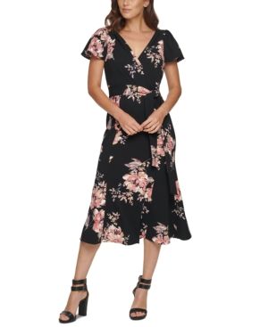 Dkny Flutter-Sleeve V-Neck Dress 