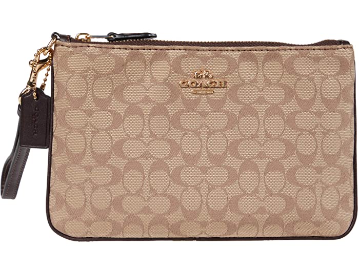 coach signature jacquard wristlet