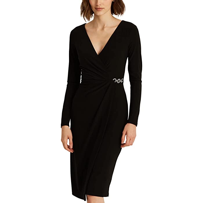 LAUREN Ralph Lauren Matte Jersey Surplice Dress | American Outlets