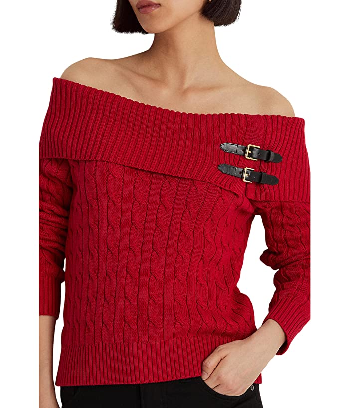 LAUREN Ralph Lauren Off-the-Shoulder Cable-Knit Sweater | American Outlets