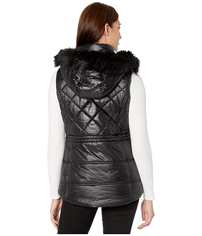 michael kors black faux fur vest