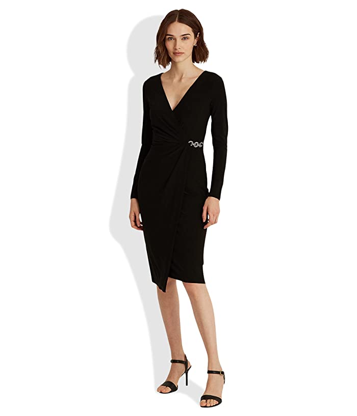 LAUREN Ralph Lauren Matte Jersey Surplice Dress | American Outlets