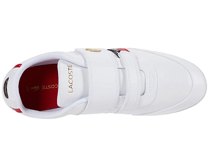 lacoste white and red shoes